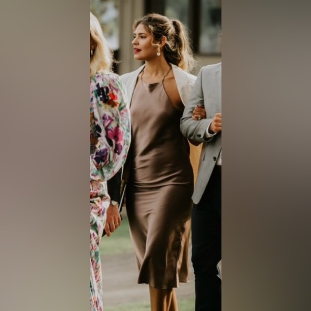 Sage Bronze Backless Slip Dress